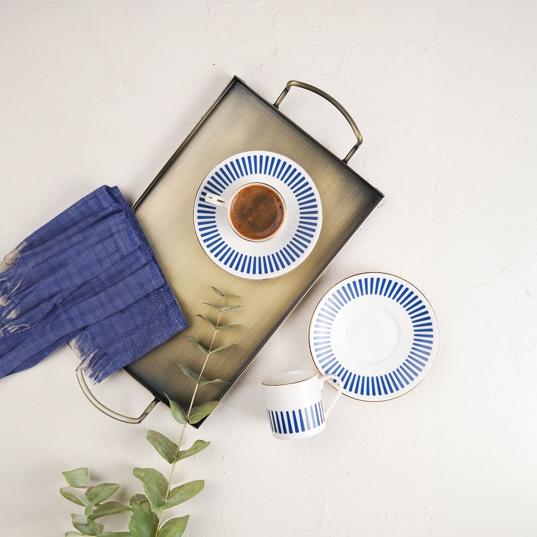 Porser Alya 4 Parça Kahve Fincan Takımı Koyu Mavi