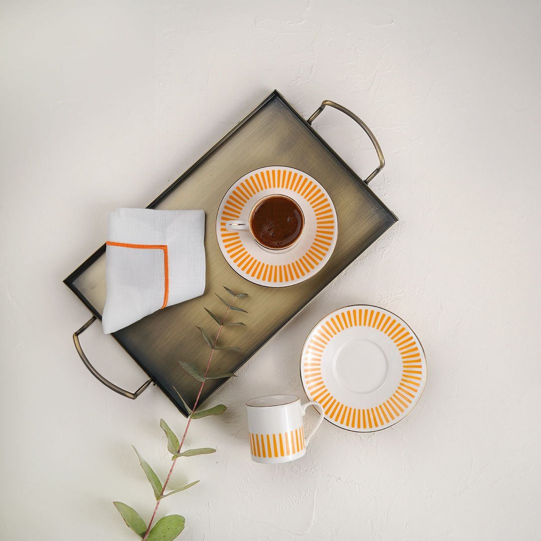 Porser Alya 4 Parça Kahve Fincan Takımı Turuncu