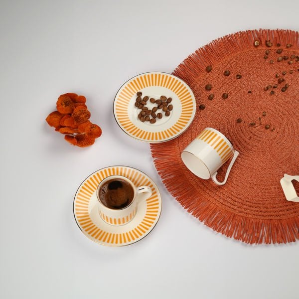Porser Alya 4 Parça Kahve Fincan Takımı Turuncu