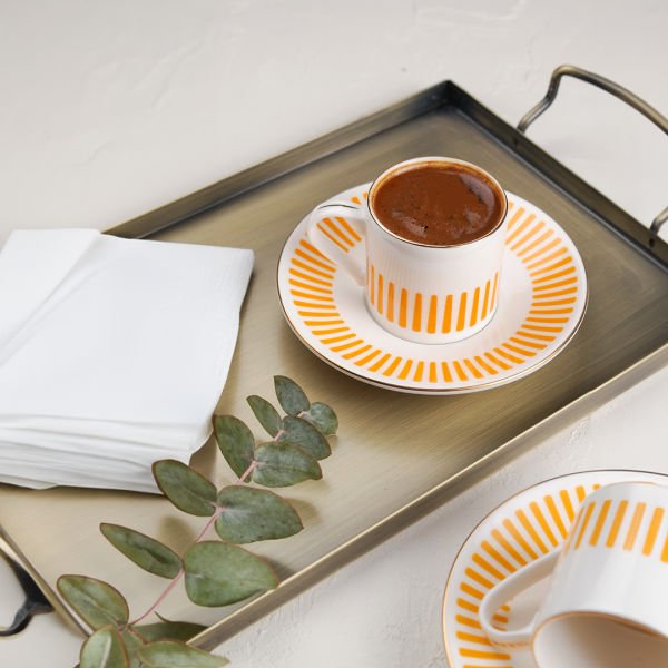 Porser Alya 4 Parça Kahve Fincan Takımı Turuncu