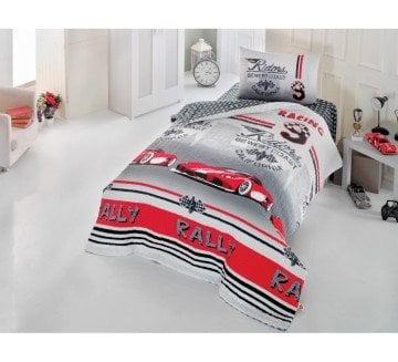 Cotton Box Tek Kişilik Kırmızı Redcar Junior Ranforce Nevresim Takımı