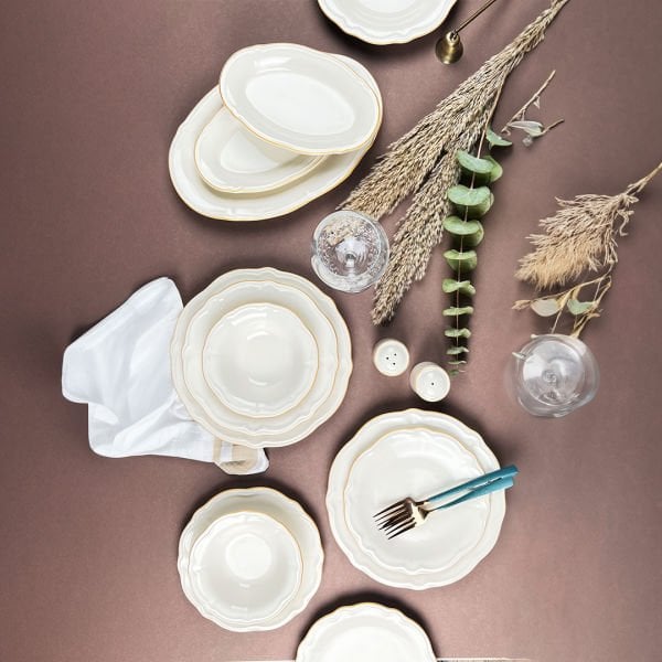 Porser Fulya 53 Parça Yemek Takımı Altın Fileli