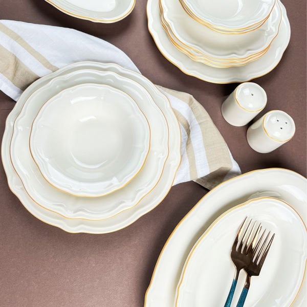 Porser Fulya 53 Parça Yemek Takımı Altın Fileli