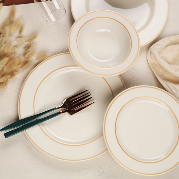 Porser Bonsai 18 Parça Yemek Takımı Altın Yaldız