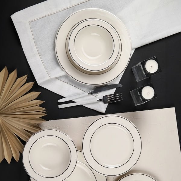 Porser Bonsai 18 Parça Yemek Takımı Platin Yaldız