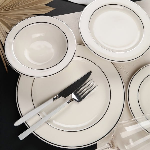 Porser Bonsai 18 Parça Yemek Takımı Platin Yaldız
