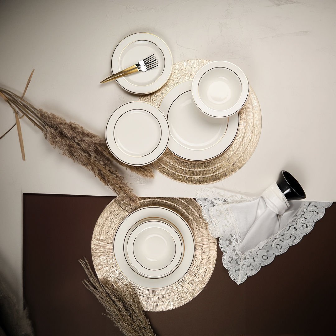 Porser Bonsai 18 Parça Yemek Takımı Altın Fileli