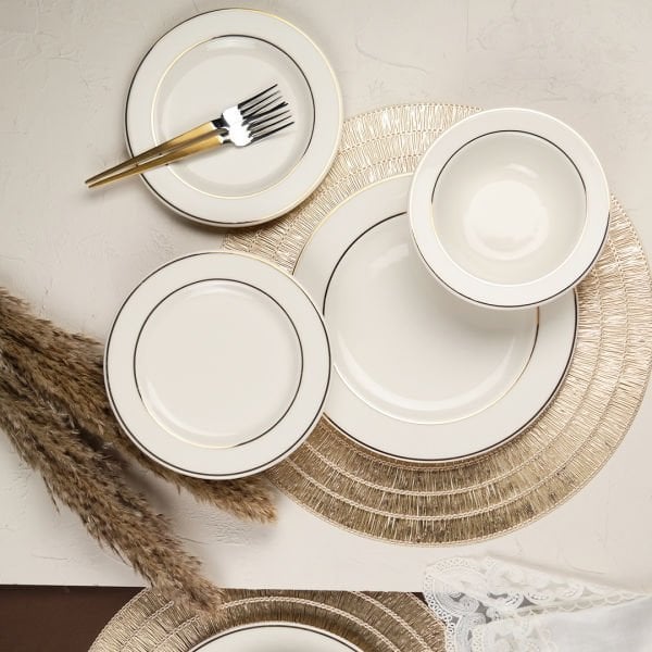 Porser Bonsai 18 Parça Yemek Takımı Altın Fileli