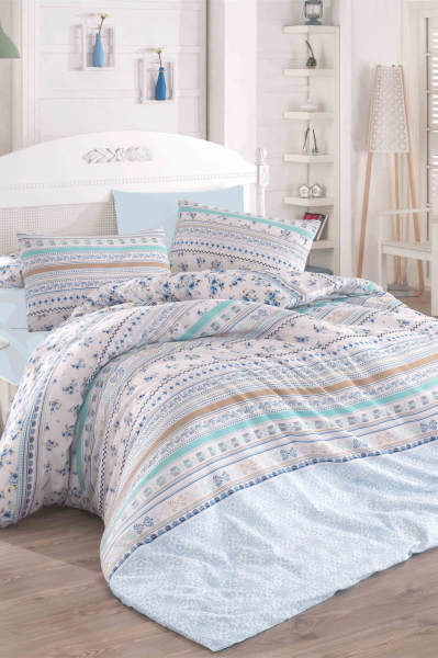 Kristal Çift Kişilik Terrycotton Nevresim Takımı Tuana Mavi