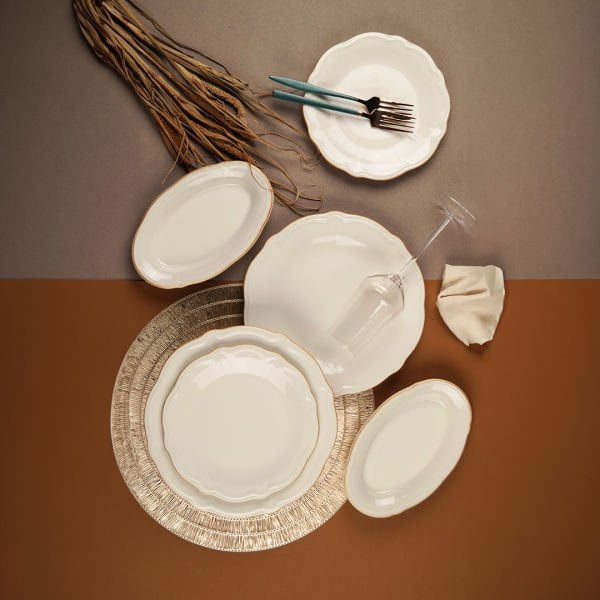 Porser Fulya 18 Parça Yemek Takımı Altın Fileli