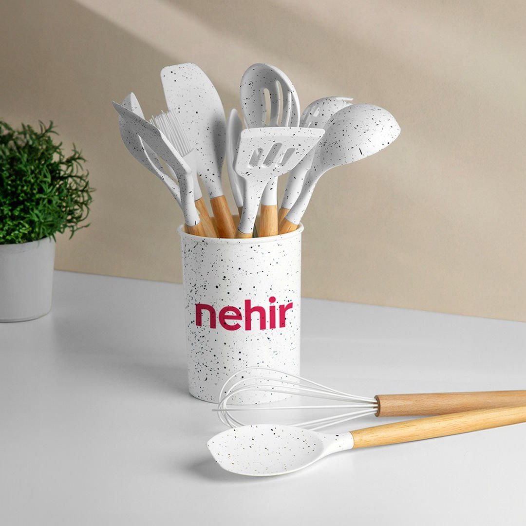 Nehir Angela Ahşap Silikon 12 Parça Servis Takımı