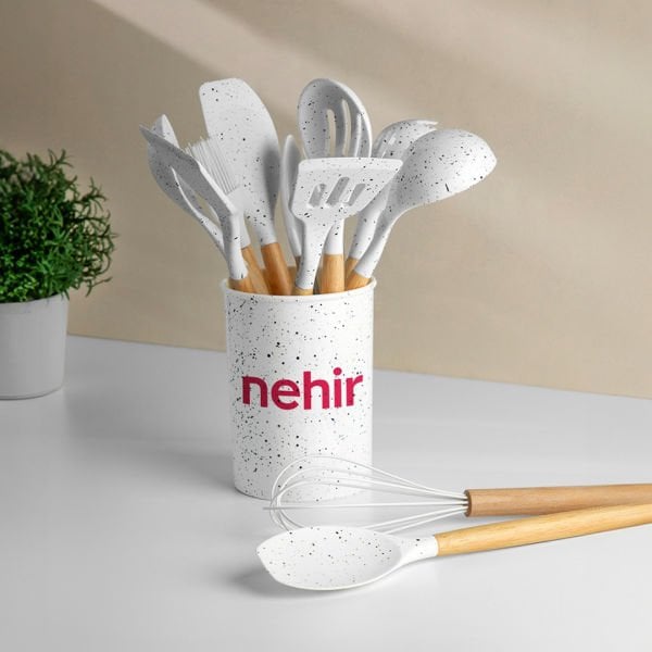 Nehir Angela Ahşap Silikon 12 Parça Servis Takımı