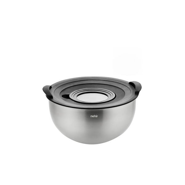 Nehir Silver Çelik 9 Parça Karıştırma Kabı Seti Mat