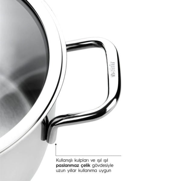 Nehir Silver Klasik 6 Parça Derin Çelik Tencere Seti