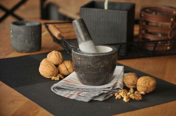 Bambum Doriva Mat Siyah Taş Havan