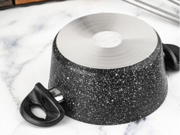 Taç Ekstra Cook 4'lü 7 Parça Granit Tencere Seti Siyah