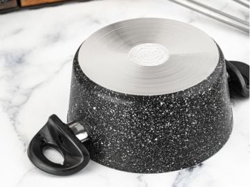 Taç Ekstra Cook 4'lü 7 Parça Granit Tencere Seti Siyah