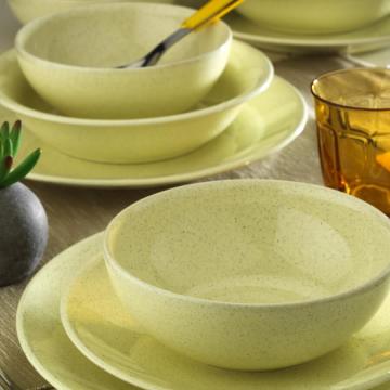 Kütahya Porselen Natura Ceram Harlek Granül 24 Parça Bej Yemek Seti