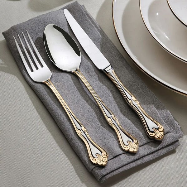 Nehir Lalezar 36 Parça Çatal Kaşık Takımı Altın