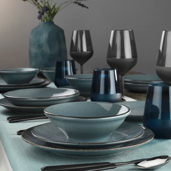 Kütahya Porselen Pearl Colorx Eo 24 Parça Yemek Takımı Mavi