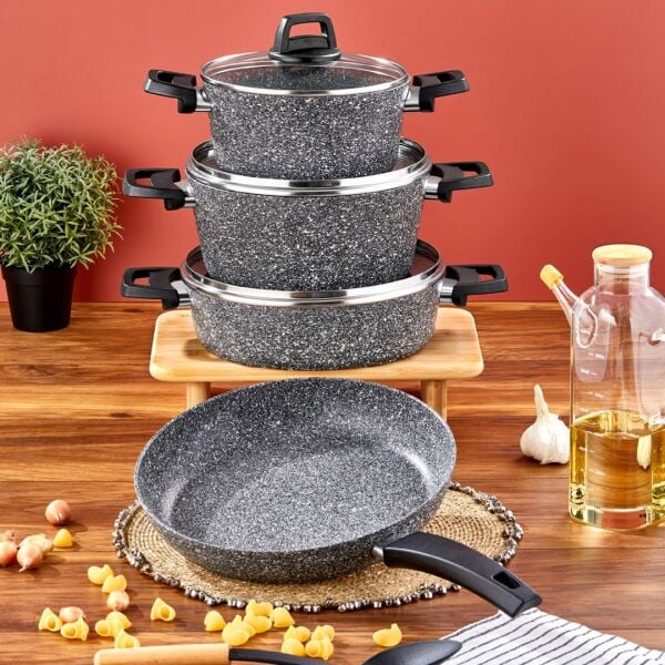 Cornella Cook 7 Parça Granit Tencere Seti Gri
