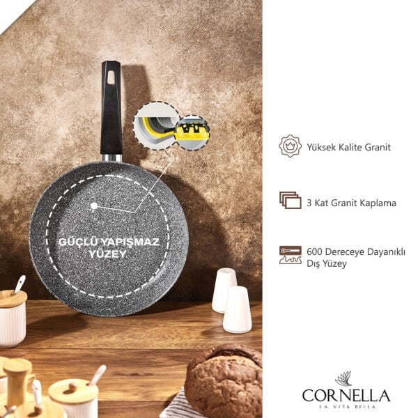 Cornella Cook 7 Parça Granit Tencere Seti Gri