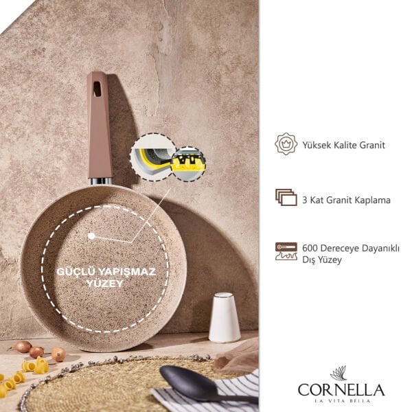 Cornella Cook 7 Parça Granit Tencere Seti Cappicino
