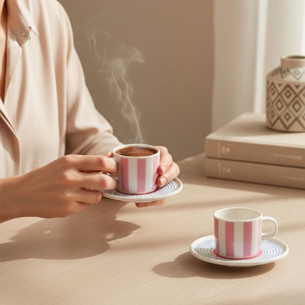 Güral Porselen Mental 4 Parça Kahve Fincan Takımı 6566