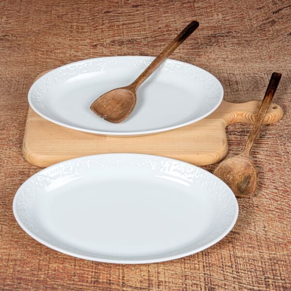 Güral Porselen Bahar Dalı 2'li Kayık Tabak Seti 30 Cm