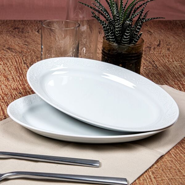 Güral Porselen Bahar Dalı 2'li Kayık Tabak Seti 30 Cm