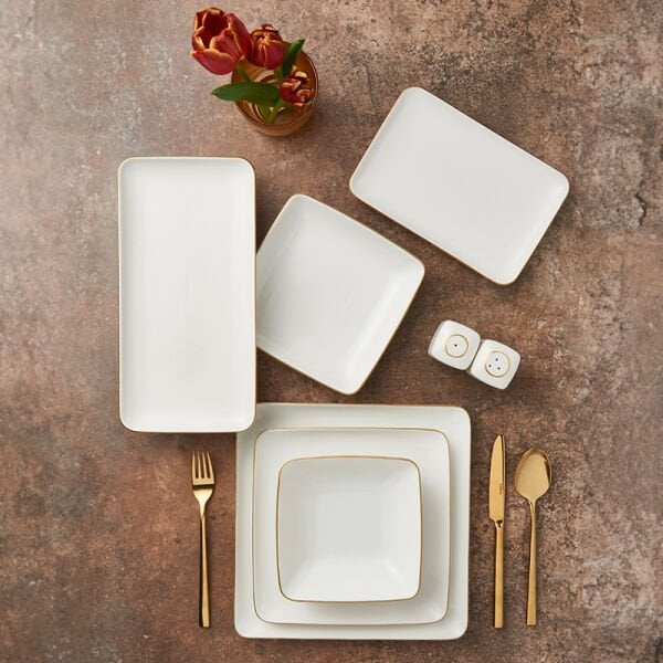 Güral Porselen Kansas 54 Parça Altın Fileli Yemek Takımı