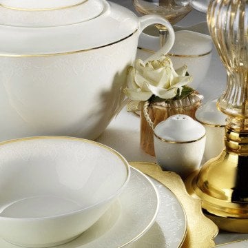 Kütahya Porselen Bone Kalipso 62 Parça 92794 Desenli Yemek Takımı