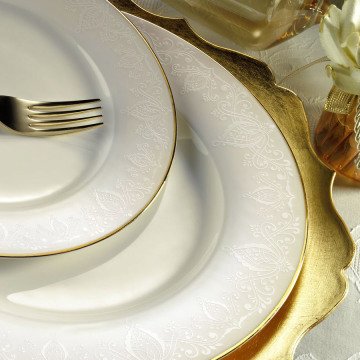 Kütahya Porselen Bone Kalipso 62 Parça 92794 Desenli Yemek Takımı