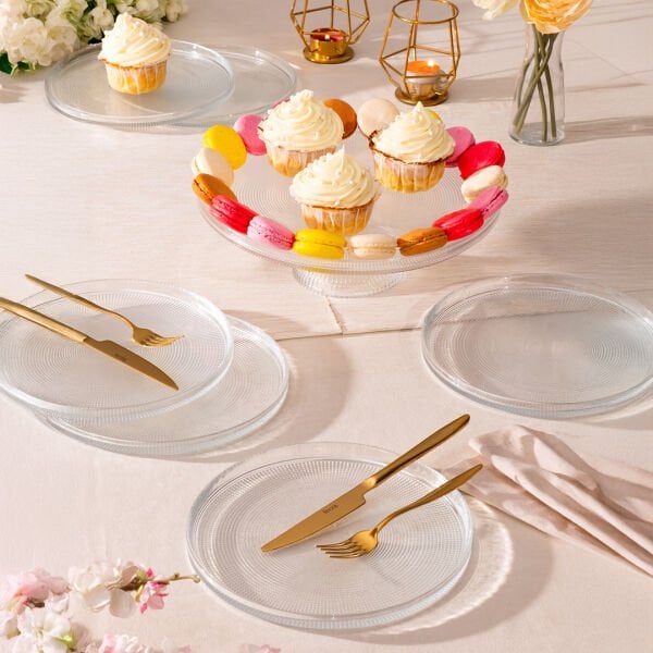 Fecra Loren 7 Parça Pasta ve Sunum Seti Natürel