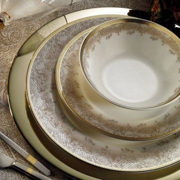 Kütahya Porselen Bone Kalipso 62 Parça 930621 Desenli Yemek Takımı