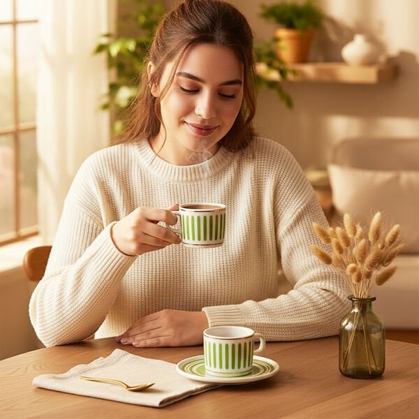 Güral Porselen Mental 4 Parça Kahve Fincan Takımı 6559