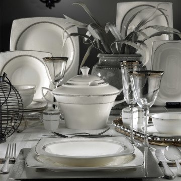 Kütahya Porselen Bone Mare 62 Parça 9620 Desenli Yemek Takımı
