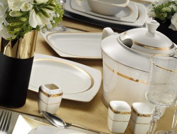 Kütahya Porselen Bone Mare 62 Parça 9675 Desenli Yemek Takımı