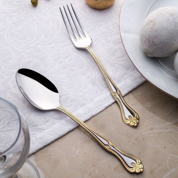 Nehir Lalezar Altın 60 Parça Çatal Kaşık Takımı