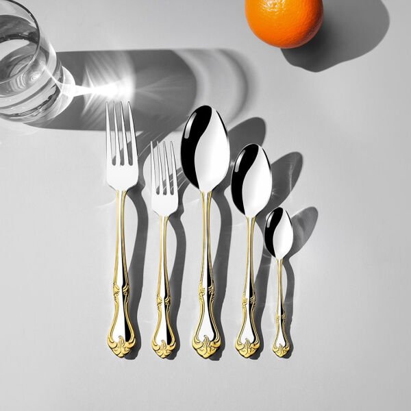 Nehir Lalezar Altın 60 Parça Çatal Kaşık Takımı