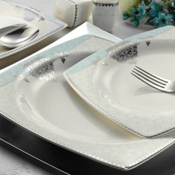 Kütahya Porselen Bone Mare 62 Parça 9678 Desenli Yemek Takımı