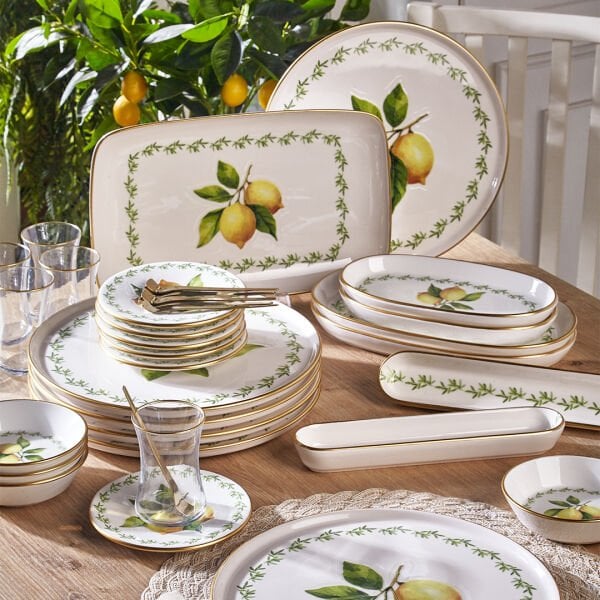 Fecra Lemone 35 Parça Gold Fileli Kahvaltı Seti