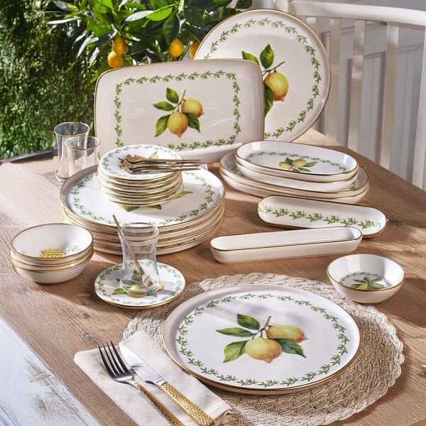 Fecra Lemone 35 Parça Gold Fileli Kahvaltı Seti