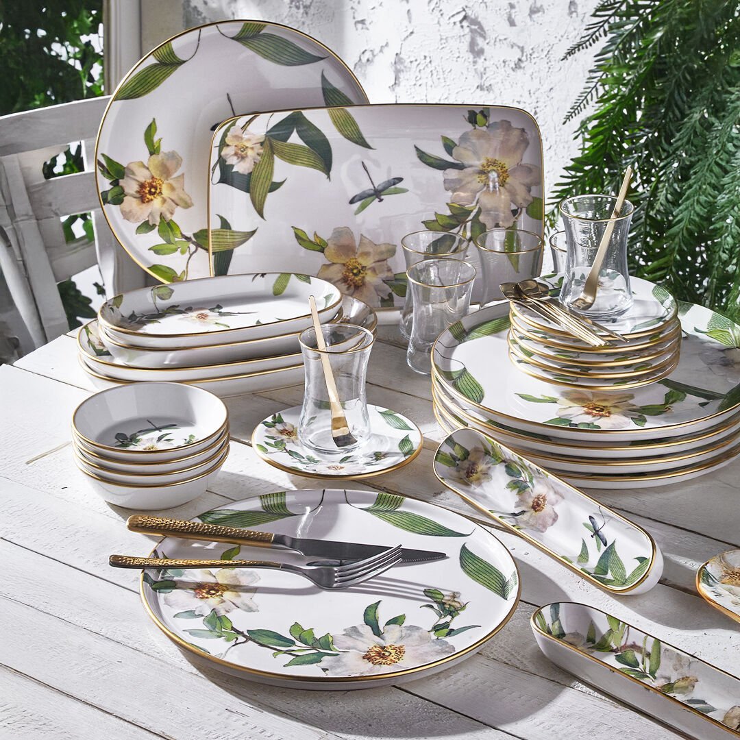 Fecra Floranda 35 Parça Gold Fileli Kahvaltı Seti