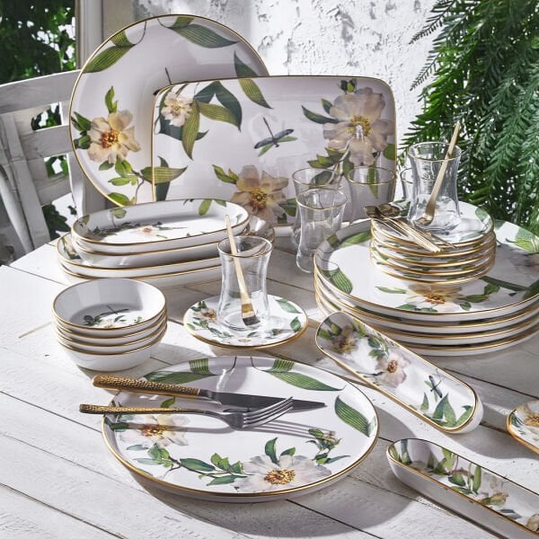 Fecra Floranda 35 Parça Gold Fileli Kahvaltı Seti