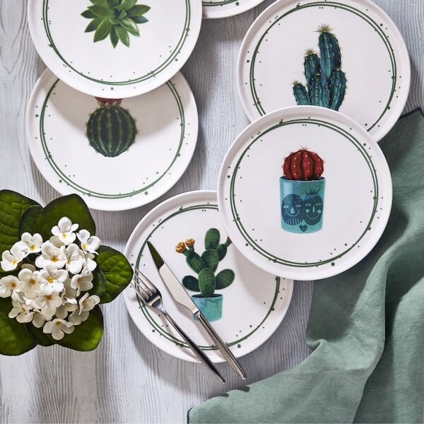 Fecra Kaktüs 6 Parça Pasta Tabağı Seti