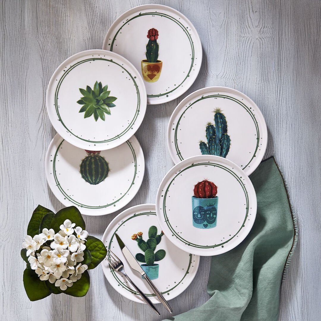 Fecra Kaktüs 6 Parça Pasta Tabağı Seti