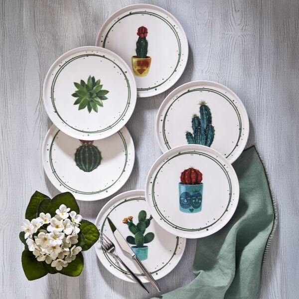 Fecra Kaktüs 6 Parça Pasta Tabağı Seti