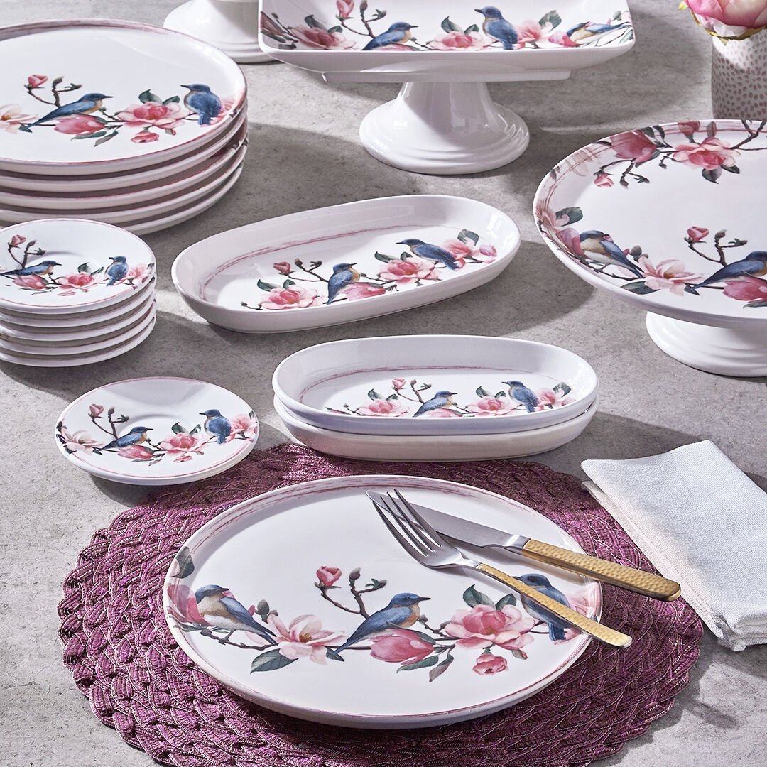 Fecra Pink Bird 18 Parça Servis ve Sunum Seti