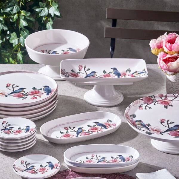Fecra Pink Bird 18 Parça Servis ve Sunum Seti